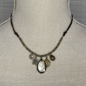 Silpada Sterling Silver Brass Drop Charm Necklace